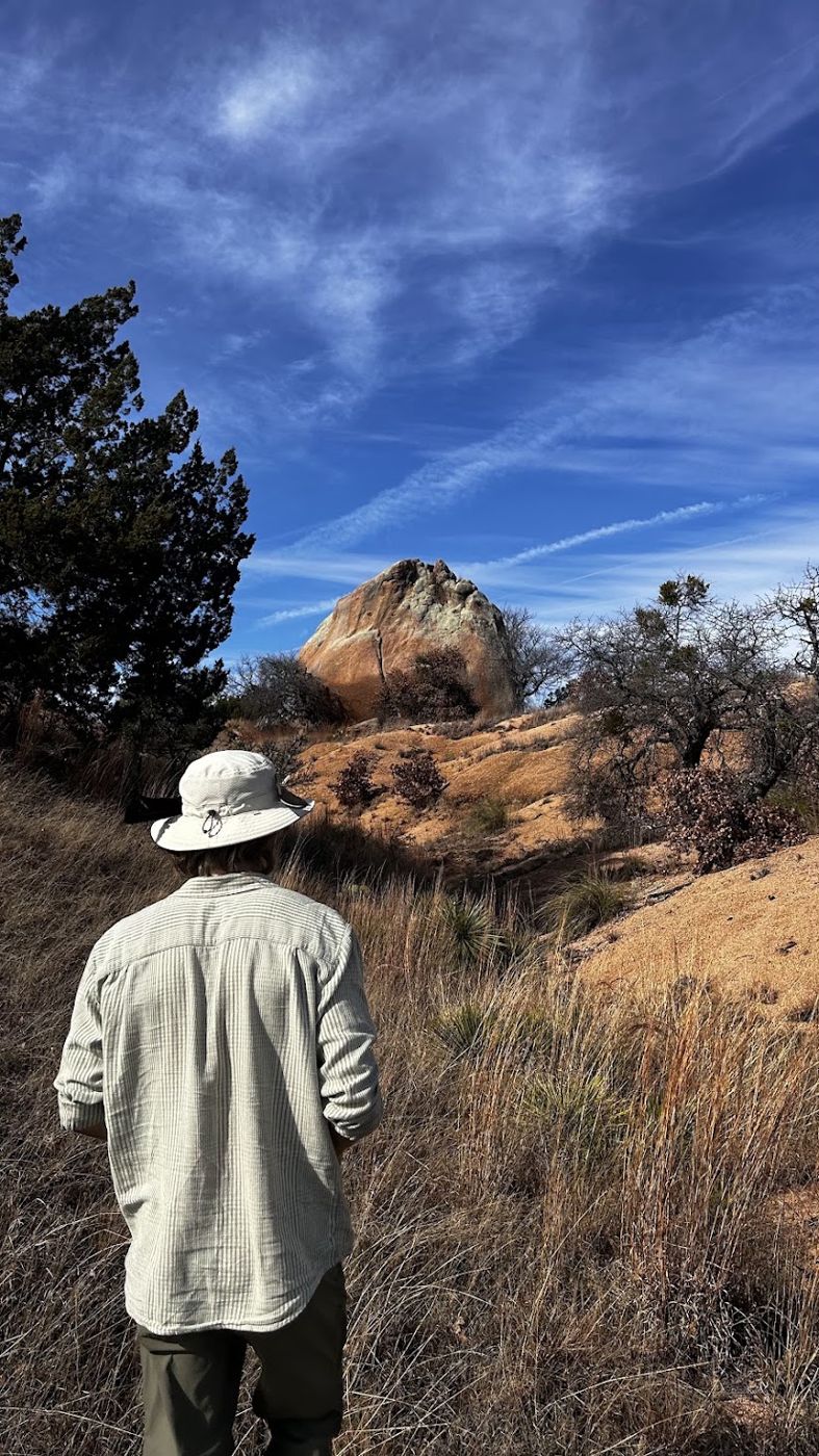 Hiking a trail through the granite terrain at Enchanted Rock