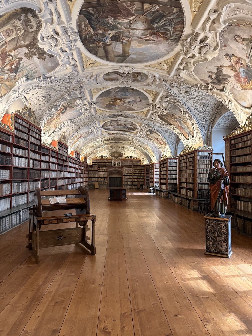 The baroque hall of the Strahov Monastery library in Prague
