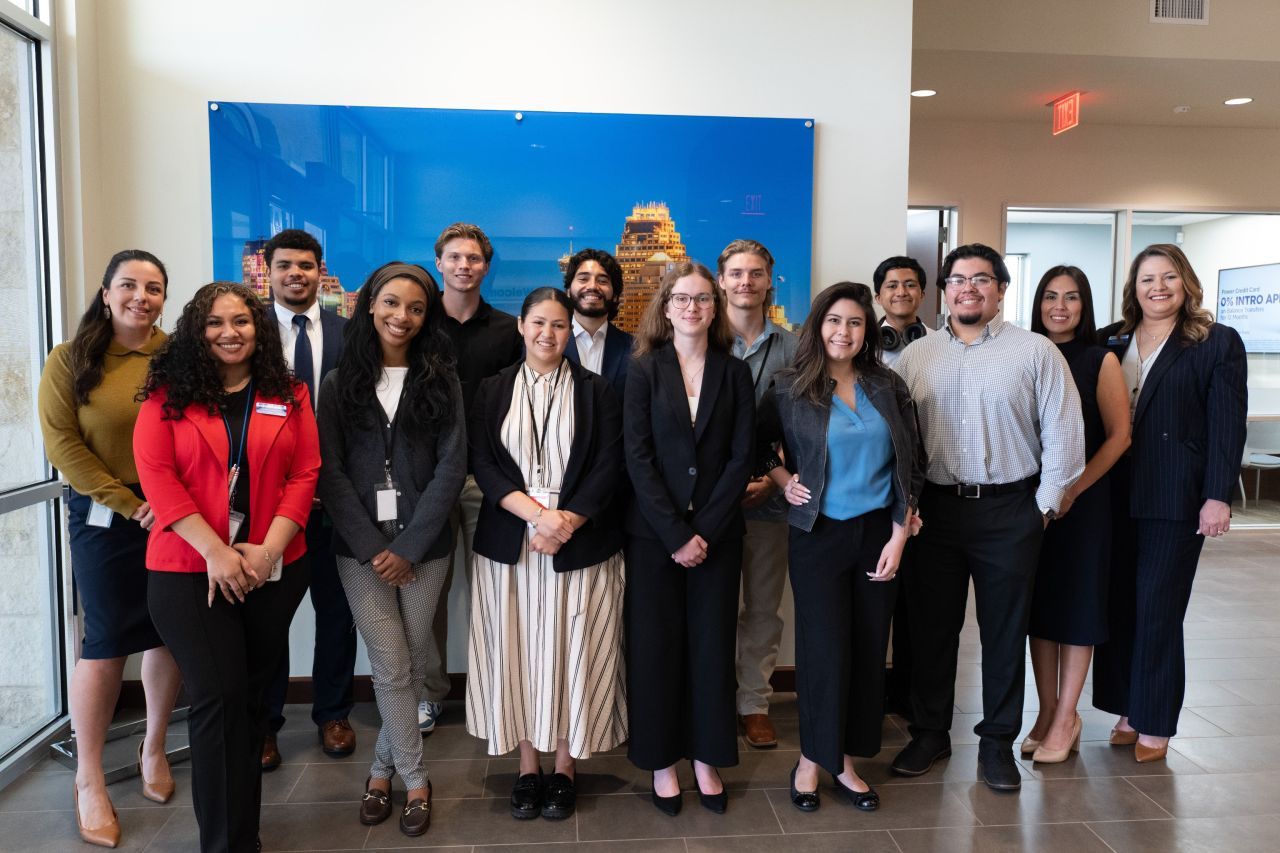 Interns gathered at an SSFCU branch